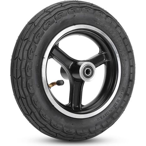 Pneu de scooter électrique gonflable 10 pouces en caoutchouc avec jante en alliage d'aluminium symétrique, sans gaz, pièce de rechange pour deux-roues électriques (1/5)