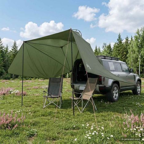 vidaXL Tente de voiture Vert armée 350 x 250 cm Polyester et Acier (1/5)