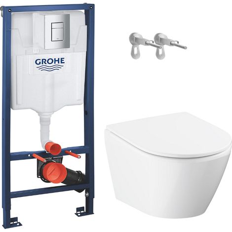 Rapid SL pack WC bâti-support + WC suspendu sans bride Grohe avec abattant SoftClose + plaque (GRGRWR03-FR)