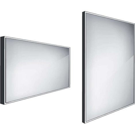 Nimco Specchi - Specchio con illuminazione LED, 120x70 cm, alluminio/nero ZPC 13006-90 (1/4)