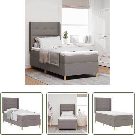 Matelas ferme - Lit à ressorts avec matelas Taupe 80 x 200 cm tissu (1/5)
