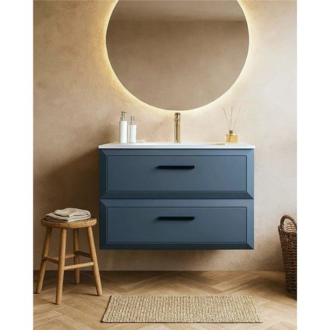 Exagonshop Mobile bagno sky blue 100x45 Praga lavabo in ceramica