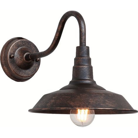 Applique murale rétro vintage en fer bronze – Éclairage E27 pour restaurant, balcon, allée, bar, café – Hauteur 25cm, diamètre 26,4cm (1/5)