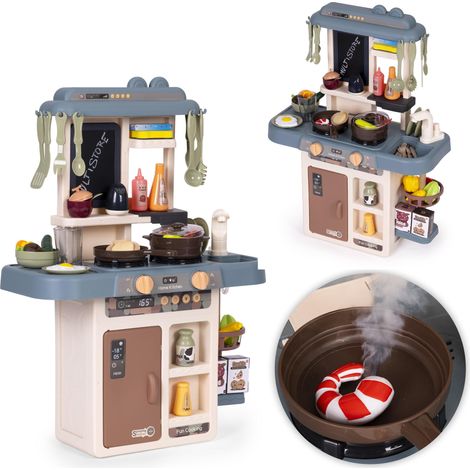 Kids Kitchen Playset with Sounds, 55 Pieces, LED, Water