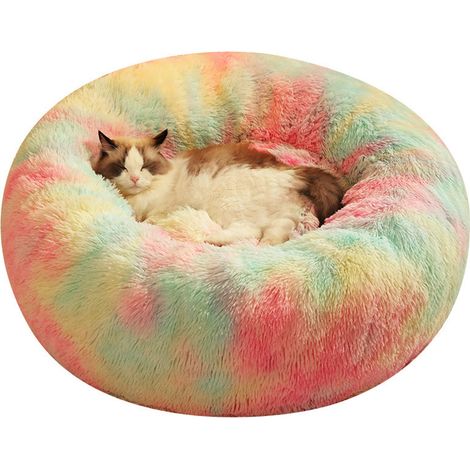 1 niche apaisante, forme de donut, rebord surélevé, lavable en machine, pour chats et petits chiens (1/5)