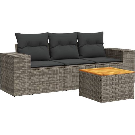Maison Exclusive - 4-tlg. Garten-Sofagarnitur mit Kissen Grau Pol