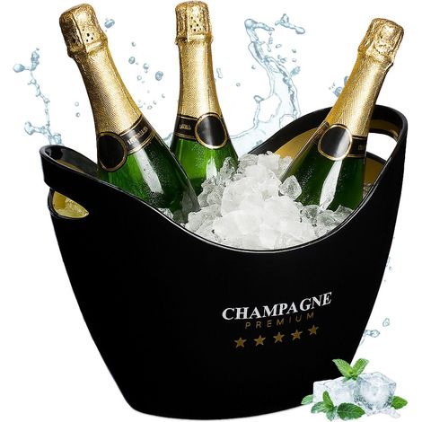 Secchiello per ghiaccio da champagne, 8 l, nero/oro, refrigeratore per bevande