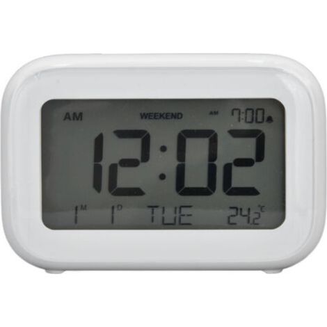 Mini réveil numérique avec écran LCD fonction Snooze formats 12H 24H pour chambre voyage bureau blanc (1/5)