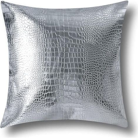 Silver Cushion Cover 45x45cm, Double-Sided, Modern Style for Sofa and Living Room, Elegant Decoration (1/5)