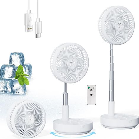 Portable pedestal fan – foldable and telescopic – 90° oscillation – 4 speeds – remote control – 7200 mAh battery – for sleeping, camping, cruises and RVs (1/5)