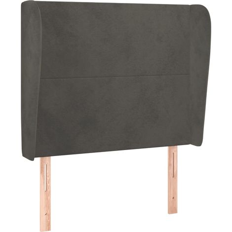 Testiera accessorio letto mobile camera da letto con bordo laterale 103 x 23 x 118/128 cm tessuto velluto grigio scuro TDL0205043