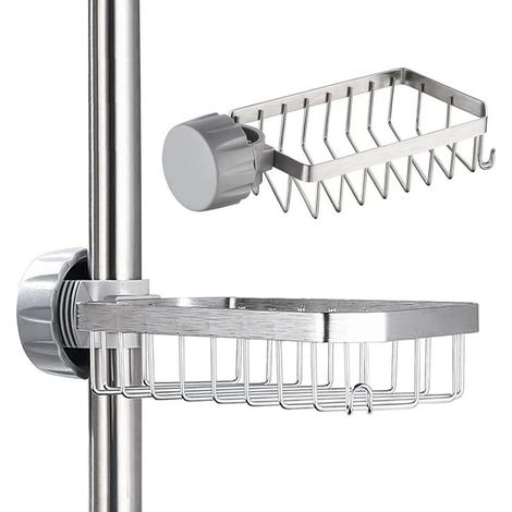 Porte Savon pour Etagere Douche - INOX Support Shampoing Douche sans Perçage pour Tringle 20-32mm (1/5)