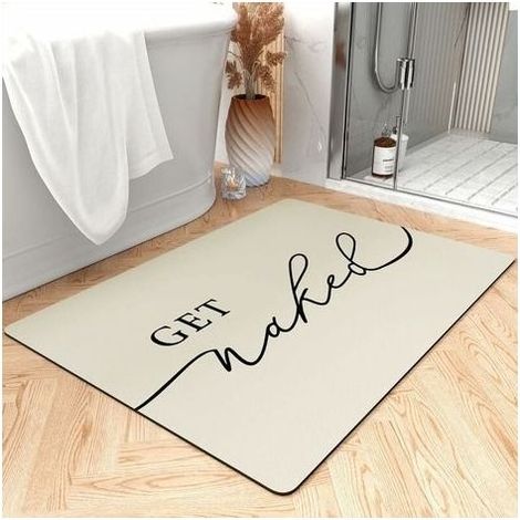 Get Naked Superabsorbierende, schnelltrocknende Badematte fürs Badezimmer, rutschfest, mit Gummirückseite, ultradünn, 43,2 x 61 cm, Beige (1/5)