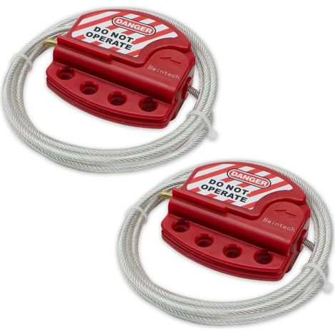 Câble De Consignation - 2 Pièces - Acier Inoxydable Et Nylon - Ajustable 2m - Pour Vannes Et Disjoncteurs - Rouge (1/5)