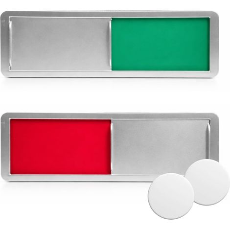 Panneau Ouvert/Fermé et « Ne Pas Déranger », Plaque de Porte avec Curseur, Indicateur de Disponibilité en Rouge et Vert, Installation Facile, Matériau Durable, Dimensions 17.7 x 5.2 cm (1/5)