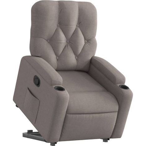 Sillón relax TV cómodo tapizado elevador eléctrico en tela topo DEC028204 (1/5)