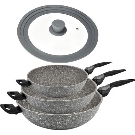 Coperchio universale con valvola di sfiato vapore, adatto a pentole con diametro di 28, 30 e 32 cm, grigio (1/5)