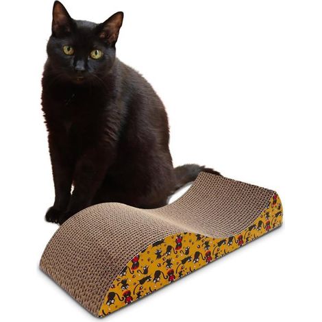 Griffoir en carton ondulé pour chat-KAL-Griffoir pour chat en carton ondulé 50 cm avec herbe à chat (1/5)