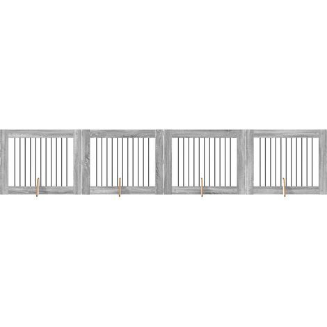 Foldable Dog Gate with Stands 4 pcs Grey Sonoma 401 cm vidaXL