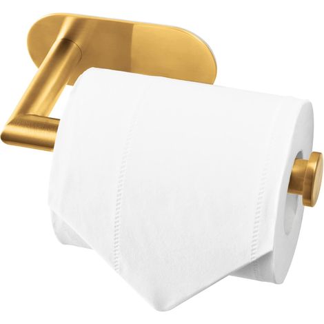 1 Porte Papier Toilette Auto-adhésif, Laiton Brossé, Acier Inoxydable, Sans Perçage, Salle de Bain, Cuisine