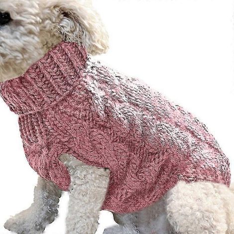Suéter cálido para perros y gatos, ropa de invierno, cuello alto, tejido de punto, ropa para mascotas, gatos y cachorros, disfraz para perros pequeños, gatos, chihuahua, chaleco rosa oscuro (1/5)