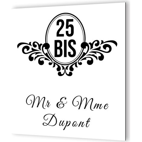 Plaque numéro de maison extérieur personnalisable - Plaque en Dibond aluminium - Modèle baroque noir - 20x20 cm, 3 mm, fixation multiple (1/5)