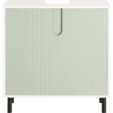 SoBuy Mobile Sottolavabo Mobile Bagno Con Armadietto A 2 Ante E 2 Ripiani, Mobiletto Bagno Salvaspazio In Legno Verde 60x30x60cm BZR139-GR (1/5)