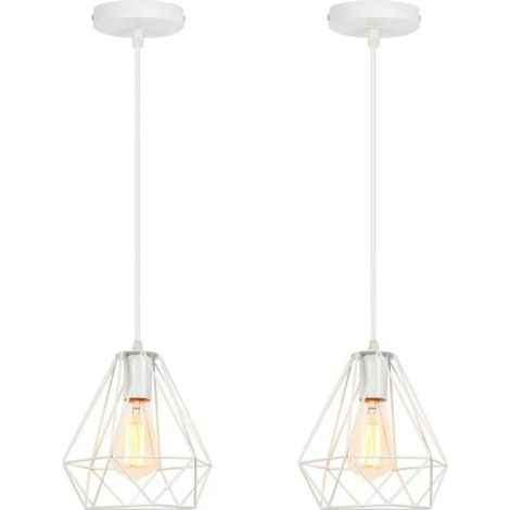 2pcs Lustre Suspension Vintage Fer E27 Lampe Luminaire Industrielle Retro Designe Edison Plafonnier pour Salon Chambre (1/4)