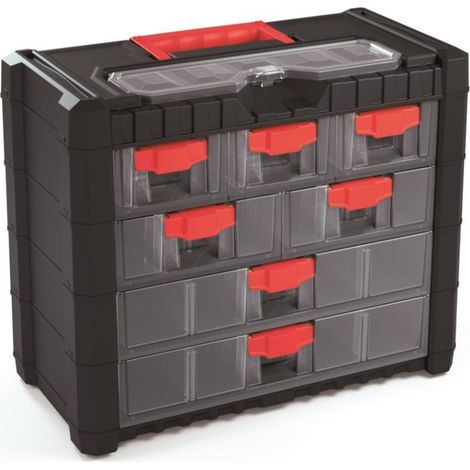 Caja portaherramientas multiusos Cargo KMC401 estructura de polipropileno - asa de plástico ergonómica - 7 cajones frontales - 1 bandeja superior porta aminas (1/3)