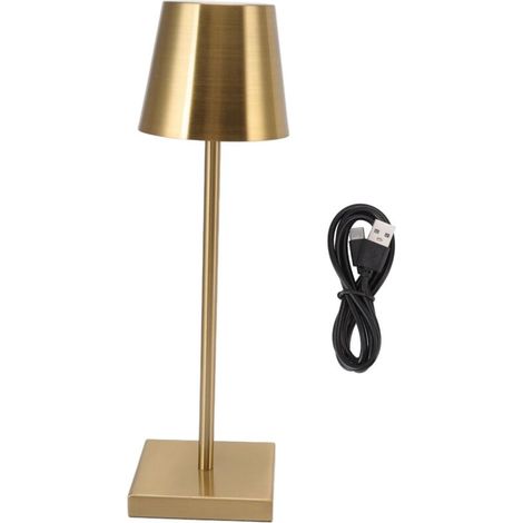 SJLERST Lampe de table LED sans fil rechargeable, lampe de bureau alimentée par batterie 3600mAh, lumière portative en métal USB, mini petite lampe de chevet, Noir Lampe de chevet