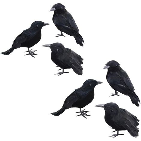 6 decorazioni nere a forma di corvo per Halloween - decorazioni realistiche a forma di corvo - decorazioni per interni ed esterni - oggetti a forma di corvo finto - Cimitero della Casa dei Fantasmi (1/5)