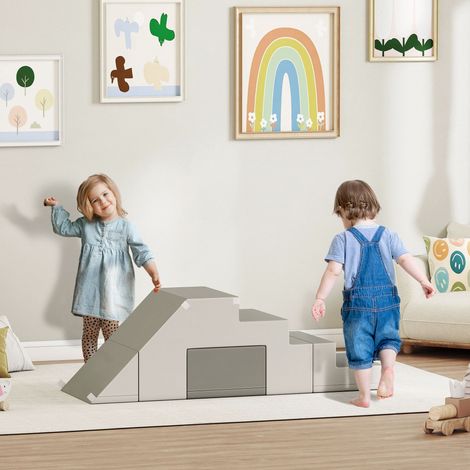 Jeu d'escalade et de glisse pour enfants, favorise la motricité, similicuir, mousse EPE, 86 x 49 x 47 cm, gris (1/5)