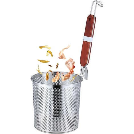 Écumoire en Maille en Acier Inoxydable Avec Poignée en Bois, Acier Inoxydable, Skimmer, Panier à Nouilles à Poignée en Bois Massif, Pasta Strainer Ustensile de Cuisine (1/5)