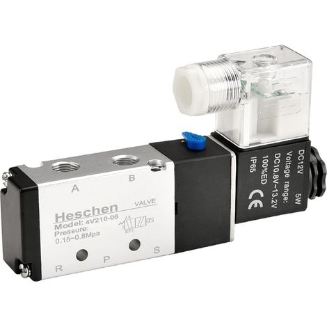 Électrovanne pneumatique 4V210-06 DC, 12 V, Taille de raccordement 30 mm, 5 voies, 2 positions. (1/5)