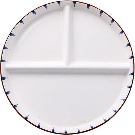 Unterteilter Porzellanteller 22 4 cm Durchmesser runde Portionsteller für Erwachsene Keramik gesunde Ernährung unterteilter Teller für Dessert 22,4 cm (1/2)
