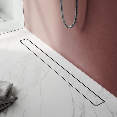 SIRHONA Rejillas de Desagüe para Duchas, 2 en 1 Canaleta de Ducha con Accesorio de Piso, Doble Cara, con Tope de Olor y Tamiz de Pelo - 100 cm