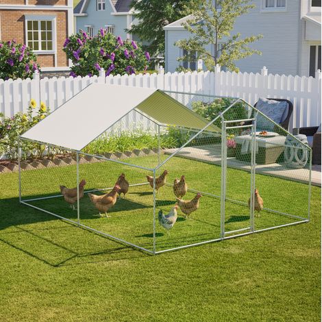 Gallinero exterior 3 x 4 x 2 m con cierre de seguridad y lona PE impermeable DESVIAE (1/5)