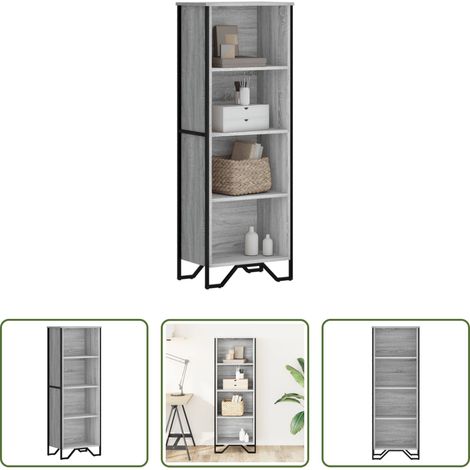 vidaXL Bois d'ingénierie - Bibliothèque sonoma gris 50x31x137,5 cm bois d'ingénierie (1/5)