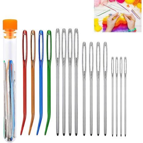 Aiguilles Couture Gros Chas, 16 Pieces Aiguille a Laine Aiguille Broderie Canevas Plastique Aiguille à Coudre, Aiguilles Coudre, Aiguilles Émoussée À Bout Rond