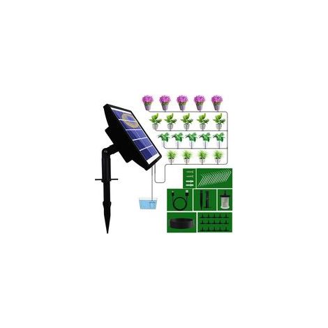Kit Arrosage Automatique Solaire pour Jardin, Systeme Arrosage Automatique Goutte a Goutte avec 15M Tuyau Arrosage, Programmateur Arrosage Automatique pour Vacances Balcon Pot de Fleur Plantes (1/5)