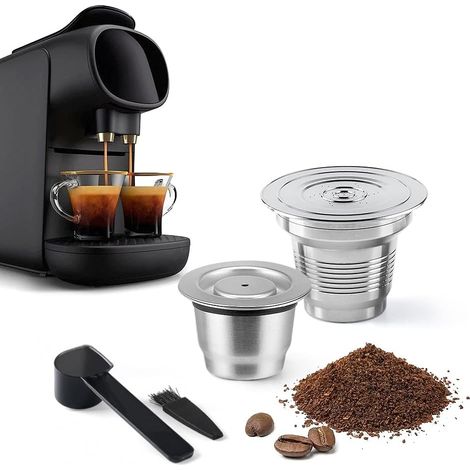 Capsules de café réutilisables en acier inoxydable compatibles avec LM8012, dosettes de café rechargeables en métal pour grandes et petites tasses compatibles avec la machine (1/5)