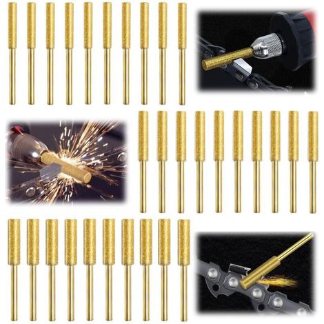30 Piezas Gabarit Affutage Chaine de Tronconneuse, Diamant Affuteur Affuteuse de Chaine Tronçonneuse, Lime pour Chaine de Tronconneuse, 3 Tailles Différentes pour Tronçonneuse Affûter et Poncer (1/5)