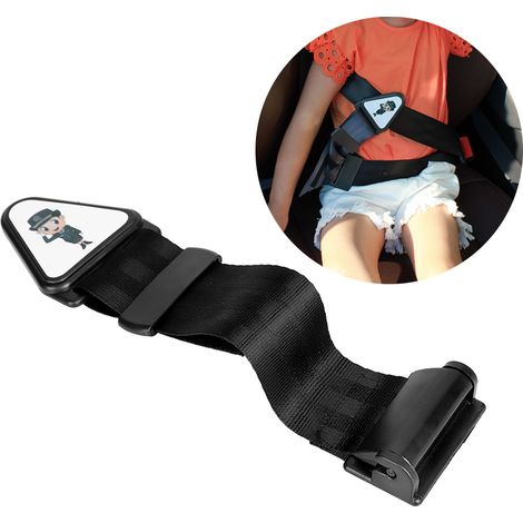 Ajusteur universel de ceinture de sécurité pour enfants, clip de verrouillage confortable, protection de sangle de siège (noir) (1/5)