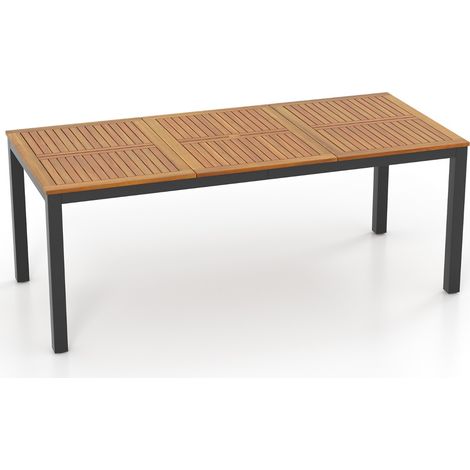 Tavolo pranzo esterno 8 persone giardino legno acacia 200cm foro ombrellone (1/4)