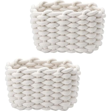 Nappy Storage Basket Small Woven Basket Soft Cotton Storage Basket Square Bathroom Toys Mini Basket White