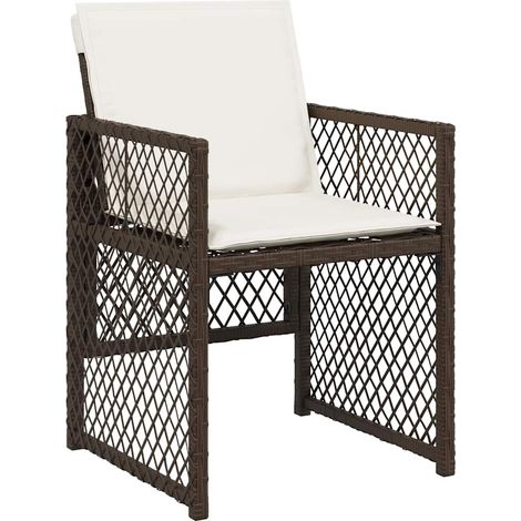 Garden Chairs with Cushions 4 pcs Brown Poly Rattan vidaXL (1/5)