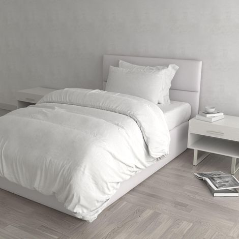 Housse de Couette Natural Colour, Blanc/Blanc, 1 Place et demie (1/5)