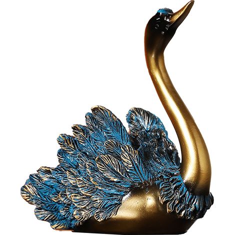 cygne en résine à fond plat plumes vives sculpture de cygne