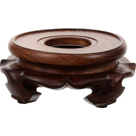 Support pour plantes d'intérieur en bois, présentoir pour vase, base en bois-12.00X12.00X5.00CM-Light Brown (1/3)