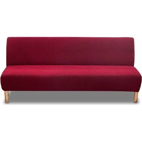Housse sans Bras Housse de Canapé Extensible Elastique Housse Canape lit Housse de Canapé sans Accoudoirs (Bourgogne) (1/5)